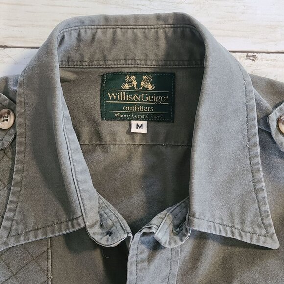 Vintage Willis and Geiger Shooting Hunting Shirt Army Green Men Med Utility USA - Picture 10 of 11